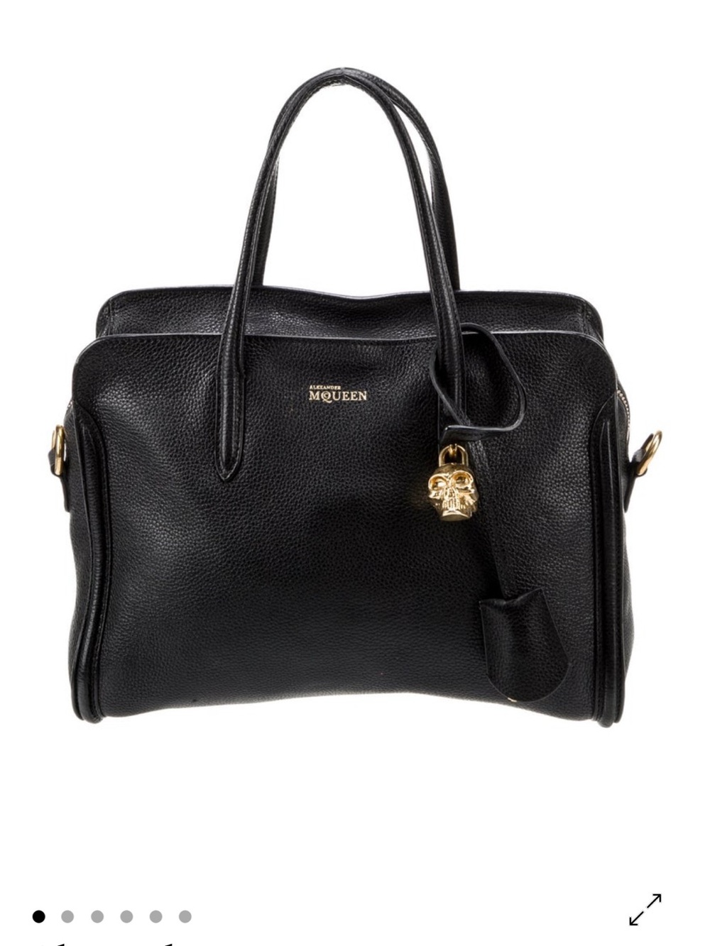 Alexander McQueen Black Leather Tote with Gold Skull Accent